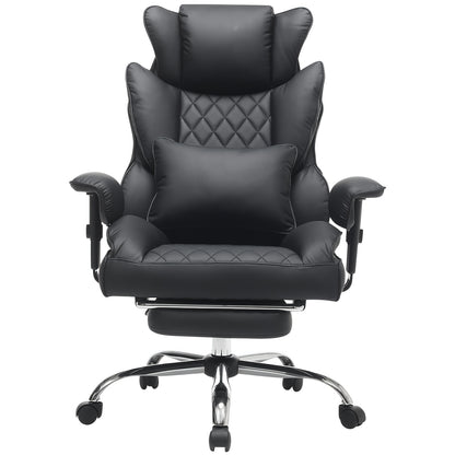 Big And Tall Ergonomic Office Chair With Footrest, Extra Wide & Lumbar Support, Soft Fixed Armrests Comfortable Computer Desk Chair For Home Or Office
