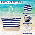 Beach Bag with Waterproof, Stainless Steel, Extra Large Zip Rope Handles Oversized - Navy Blue option