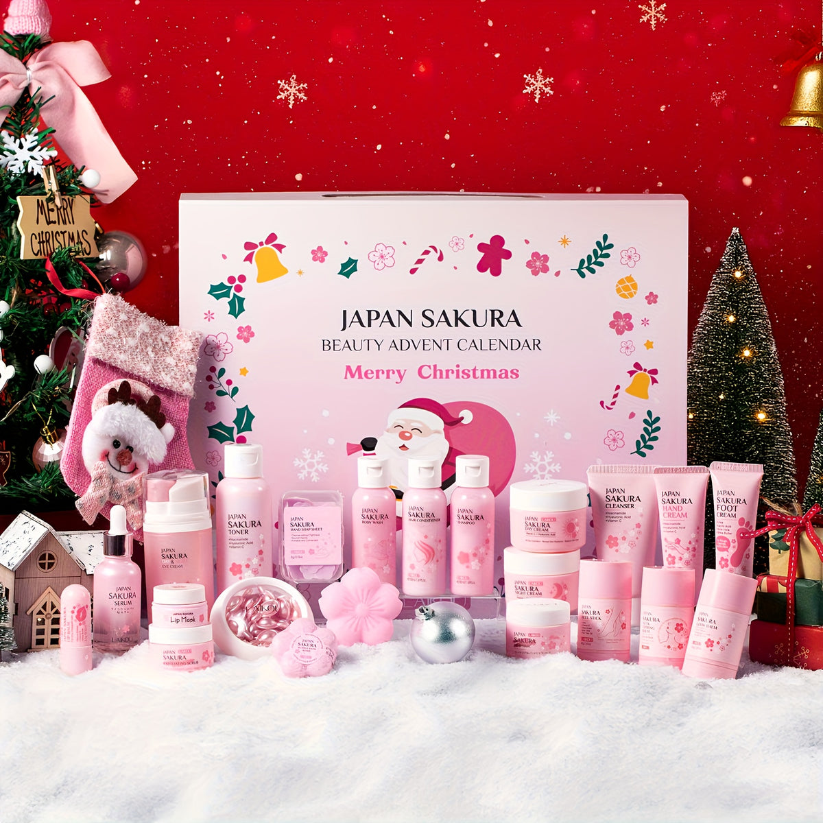 Beauty Advent Calendar Sakura Days of Radiance Skincare Bath with Sakura Christmas Gift