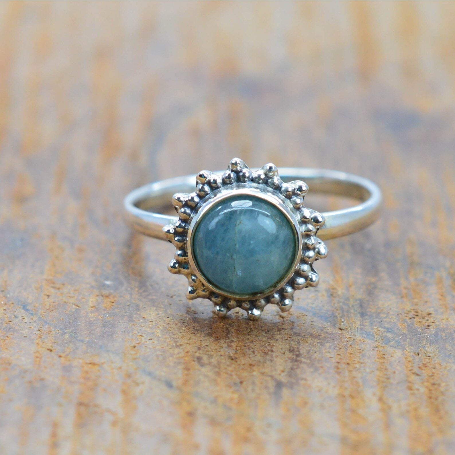 Ring Sterling Silver Gemstone Flower for layering and statement styling