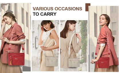 New Large-Capacity Women's Crossbody Bag with Fashionable Tassel Accessory, Wide Shoulder Strap, Contrast Color Square Bag, Simple, Casual, Versatile Commuter Single-Shoulder Underarm Bag