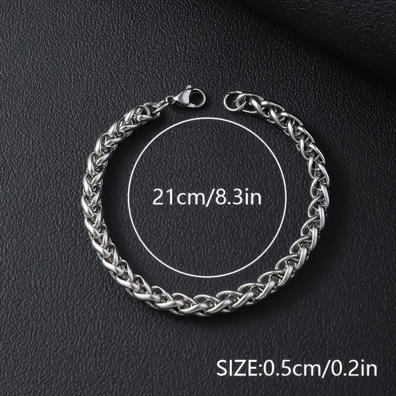 Hip Hop Style - Stainless Steel - Cuban Bracelets 12pcs - Perfect for Daily Wear & Gifts