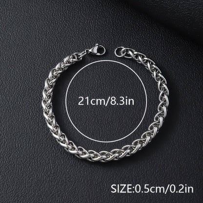 Hip Hop Style - Stainless Steel - Cuban Bracelets 12pcs - Perfect for Daily Wear & Gifts