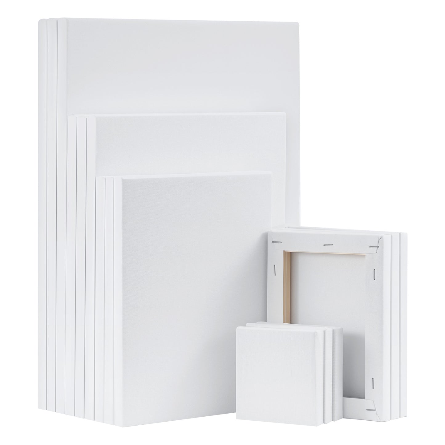 15-Pack Stretched Canvas Set - Primed White Painting Canvases 3pack- 9*9cm, 13*18cm, 20*25cm, 23*30cm, 28*35cm