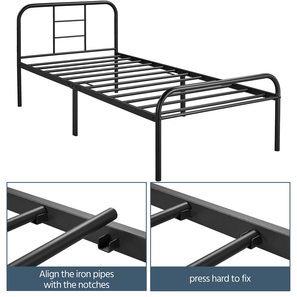 Bed Frame with 3ft, 136kg, Metal, Single Metal 3ft High Curved Headboard - product gallery image 10