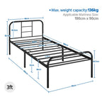 Bed Frame with 3ft, 136kg, Metal, Single Metal 3ft High Curved Headboard - product gallery image 2