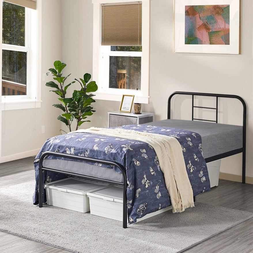 Bed Frame with 3ft, 136kg, Metal, Single Metal 3ft High Curved Headboard