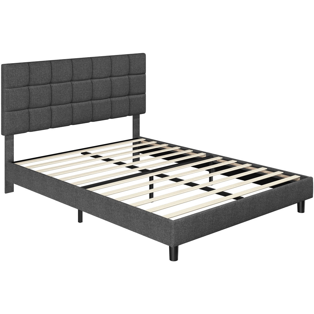 Bed Frame with Adjustable Height, Wood, Upholstered Fabric Tufted Headboard Height - product gallery image 13