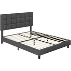 Bed Frame with Adjustable Height, Wood, Upholstered Fabric Tufted Headboard Height - product gallery image 13