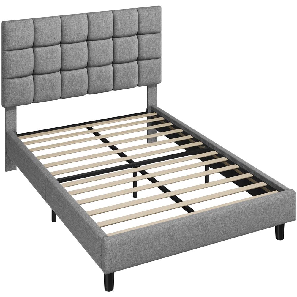 Bed Frame with Adjustable Height, Wood, Upholstered Fabric Tufted Headboard Height - product gallery image 15