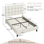 Bed Frame with Adjustable Height, Wood, Upholstered Fabric Tufted Headboard Height - product gallery image 3
