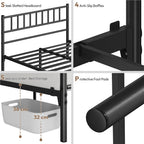 Bed Frame with Easy Assembly, 32cm, 204kg, Metal, Slatted Headboard Metal Single Double - product gallery image 15