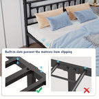 Bed Frame with Easy Assembly, 32cm, 272kg, Metal, Vintage Metal in Black Single, Double - product gallery image 5