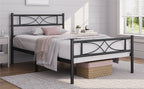 Bed Frame with Easy Assembly, 32cm, Metal, Curved Headboard Metal Platform Vintage Style - product gallery image 12