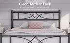 Bed Frame with Easy Assembly, 32cm, Metal, Curved Headboard Metal Platform Vintage Style - product gallery image 13