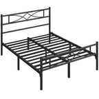 Bed Frame with Easy Assembly, 32cm, Metal, Curved Headboard Metal Platform Vintage Style - product gallery image 7