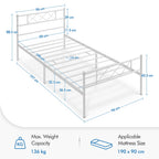 Bed Frame with Easy Assembly, 32cm, Metal Single, Double King Under-Bed Storage - product gallery image 7