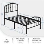 Bed Frame with Easy Assembly, Metal Arched Headboard Footboard Farmhouse - product gallery image 2