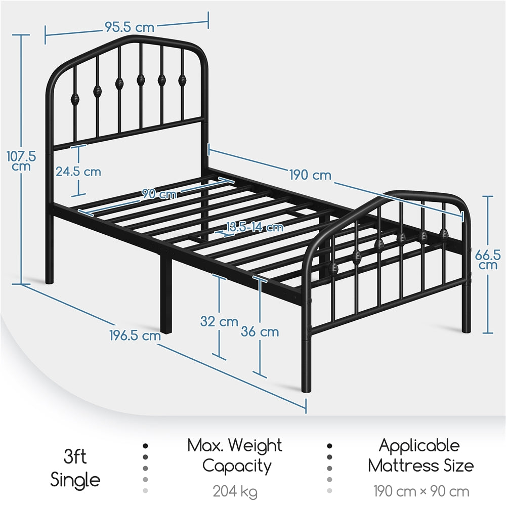 Bed Frame with Easy Assembly, Metal Arched Headboard Footboard Farmhouse - product gallery image 2