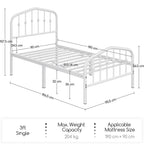 Bed Frame with Easy Assembly, Metal Arched Headboard Footboard Farmhouse - product gallery image 6