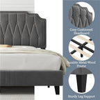 Bed Frame with Easy Assembly, Wood, Upholstered Double King Button-Tufted Velvet - product gallery image 15