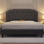 Bed Frame with Easy Assembly, Wood, Upholstered Double King Button-Tufted Velvet - product gallery image 2