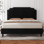 Bed Frame with Easy Assembly, Wood, Upholstered Double King Button-Tufted Velvet - product gallery image 8