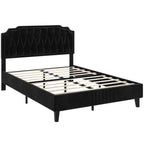 Bed Frame with Easy Assembly, Wood, Upholstered Double King Button-Tufted Velvet - product gallery image 9
