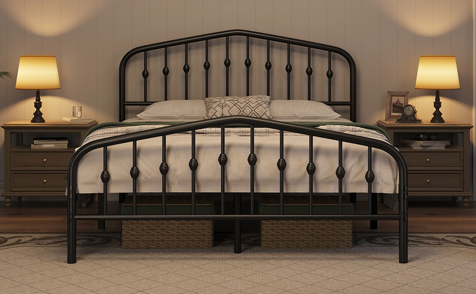Bed Frame with Metal Crown-Inspired Arched Headboard - product gallery image 10