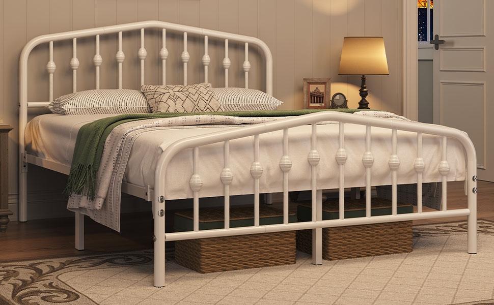 Bed Frame with Metal Crown-Inspired Arched Headboard - product gallery image 12