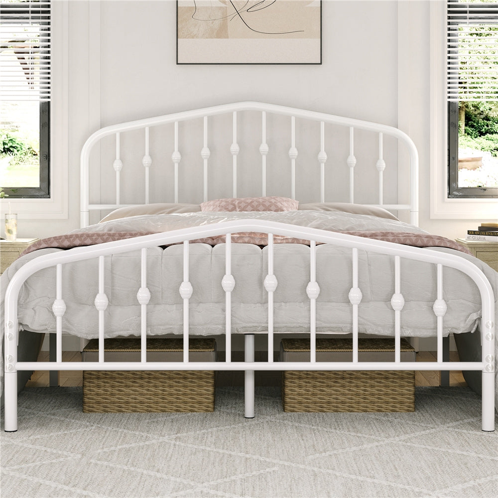 Bed Frame with Metal Crown-Inspired Arched Headboard - product gallery image 2