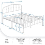 Bed Frame with Metal Crown-Inspired Arched Headboard - product gallery image 3