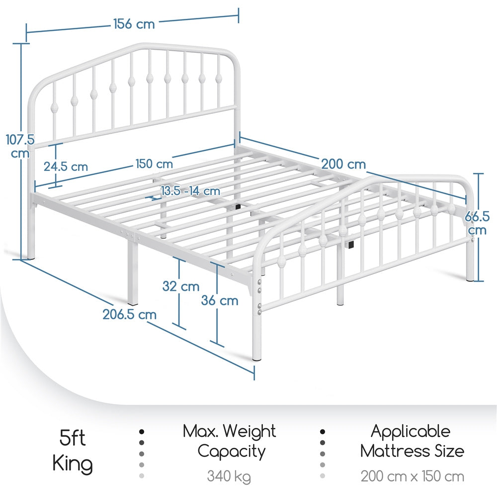 Bed Frame with Metal Crown-Inspired Arched Headboard - product gallery image 3