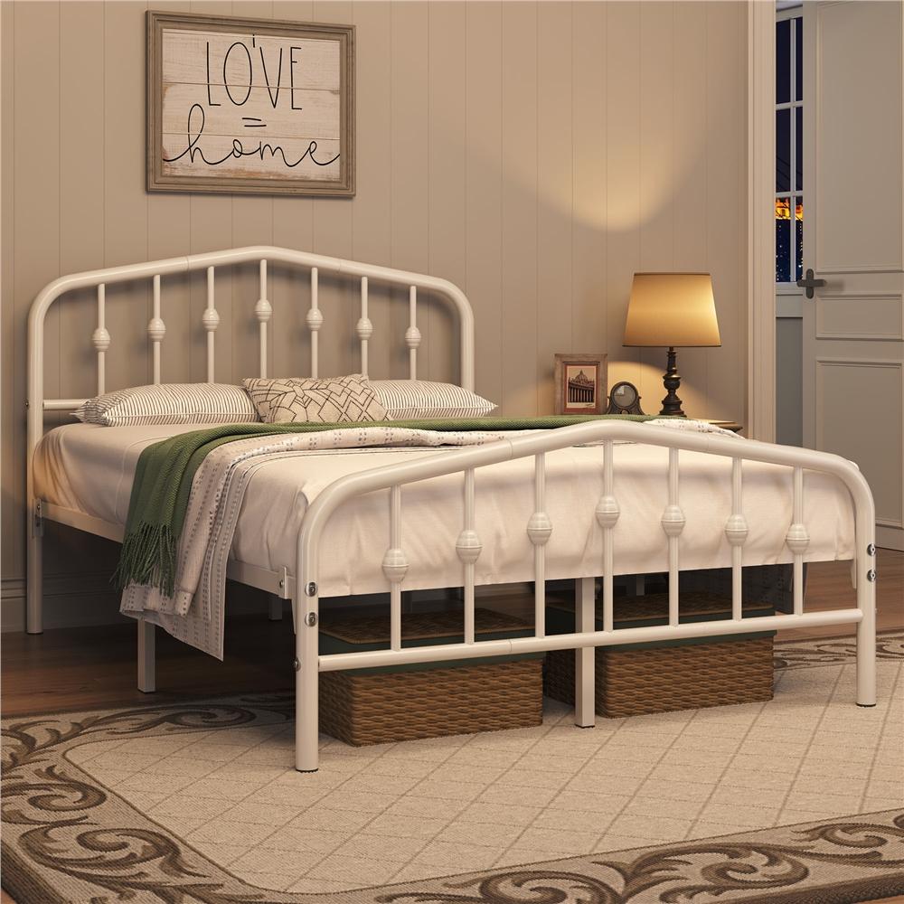 Bed Frame with Metal Crown-Inspired Arched Headboard - product gallery image 4