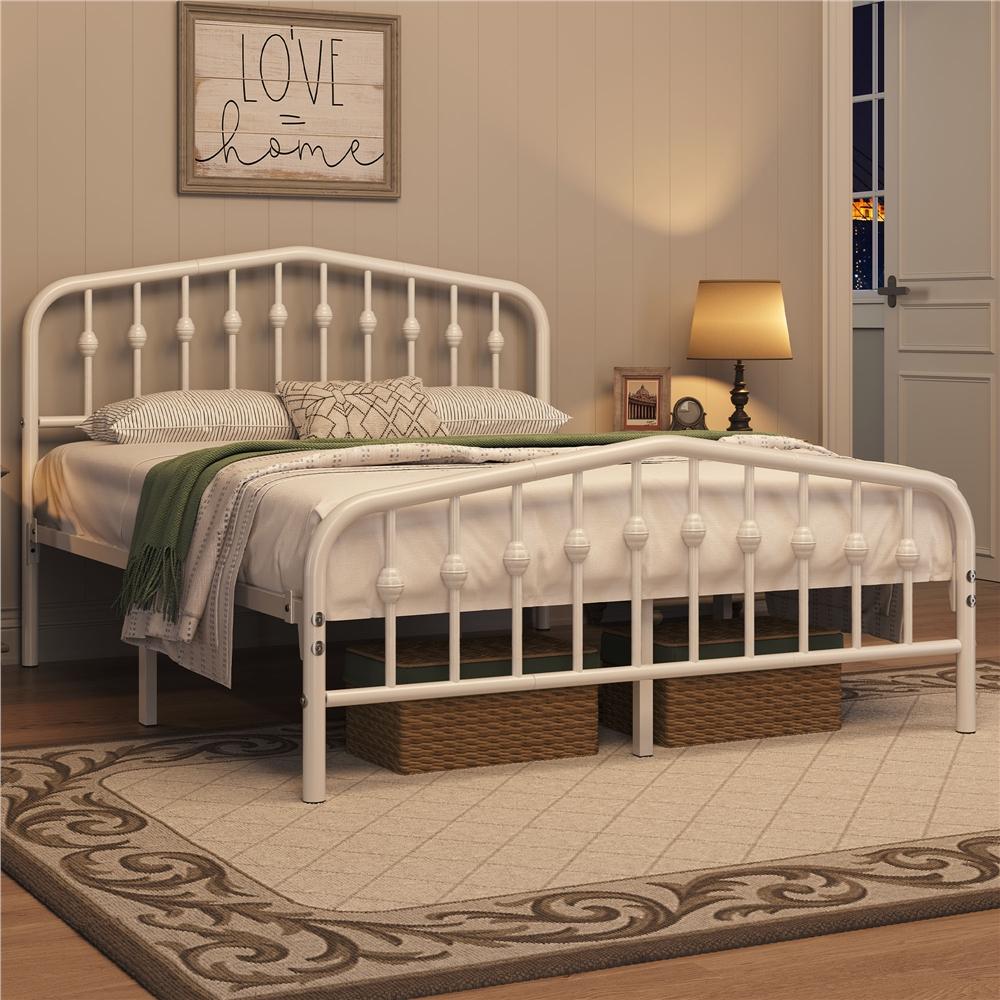 Bed Frame with Metal Crown-Inspired Arched Headboard - product gallery image 8