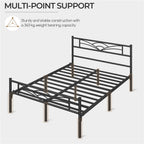 Bed Frame with Metal, Double, Metal Cloud Design Headboard Footboard - product gallery image 10