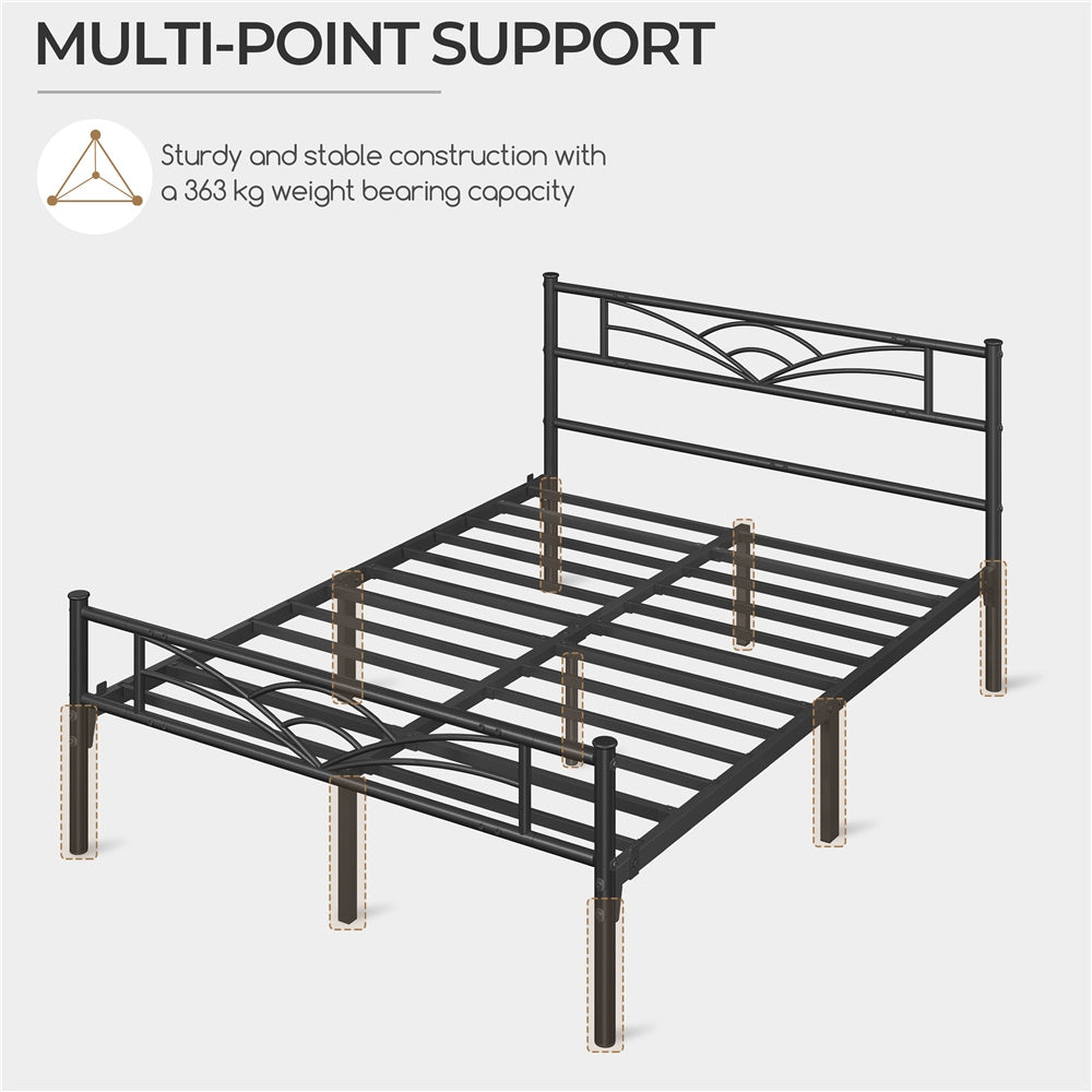 Bed Frame with Metal, Double, Metal Cloud Design Headboard Footboard - product gallery image 10