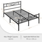 Bed Frame with Metal, Double, Metal Cloud Design Headboard Footboard - product gallery image 6