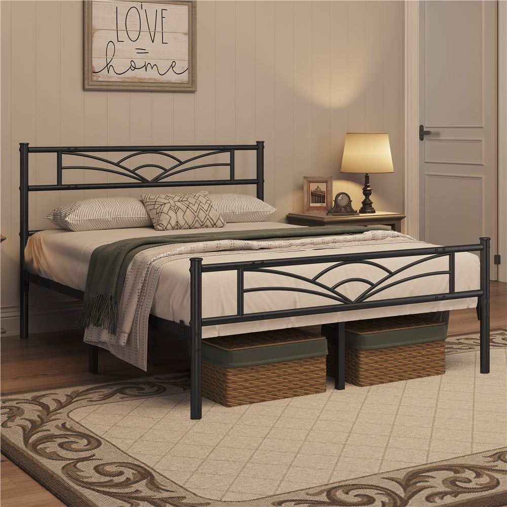 Bed Frame with Metal, Double, Metal Cloud Design Headboard Footboard - product gallery image 7
