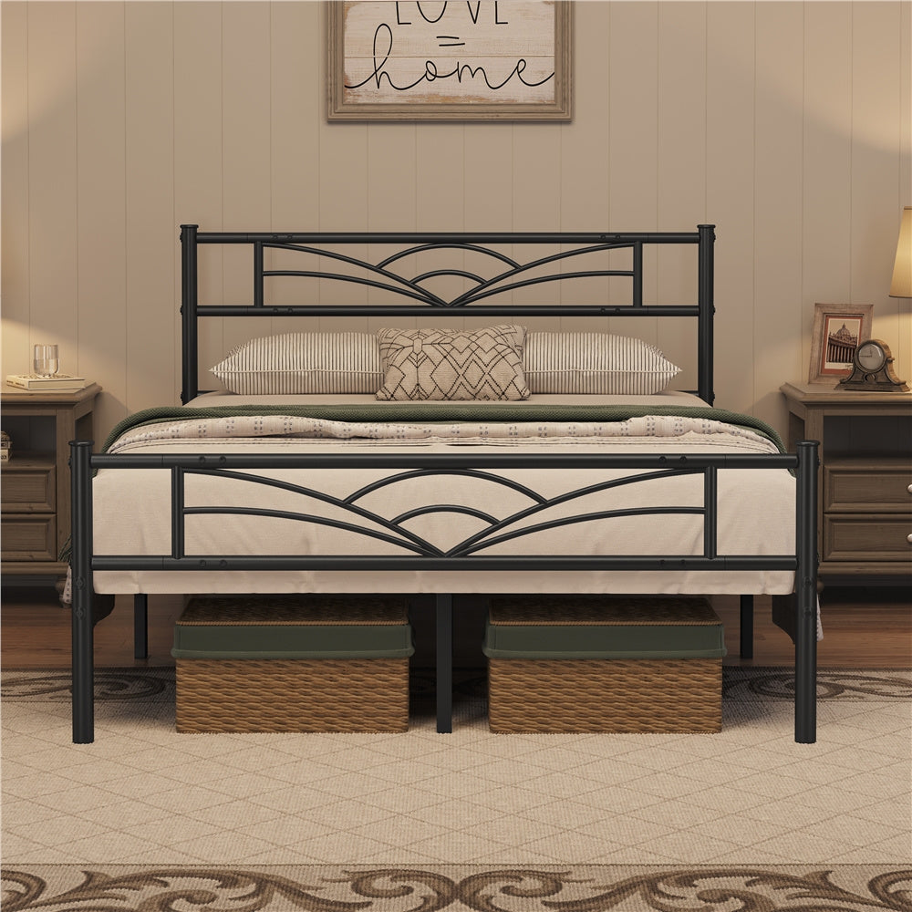 Bed Frame with Metal, Double, Metal Cloud Design Headboard Footboard - product gallery image 8