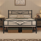 Bed Frame with Metal, Double, Metal Cloud Design Headboard Footboard - product gallery image 8