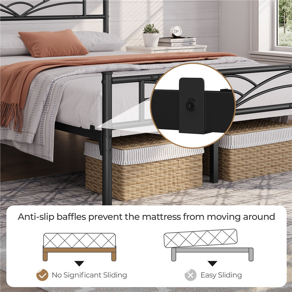 Bed Frame with Metal, Double, Metal Cloud Design Headboard Footboard - product gallery image 9