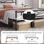 Bed Frame with Metal, Double, Metal Cloud Design Headboard Footboard - product gallery image 9