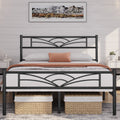 Bed Frame with Metal, Double, Metal Cloud Design Headboard Footboard