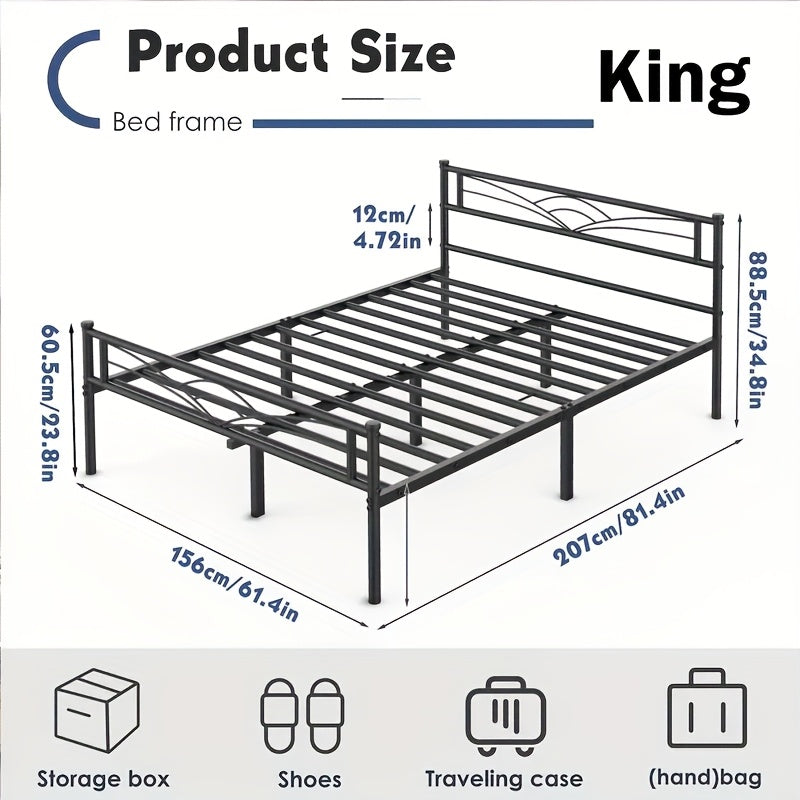 Bed Frame with Non-Slip, Easy Assembly, Metal for bedrooms - King option