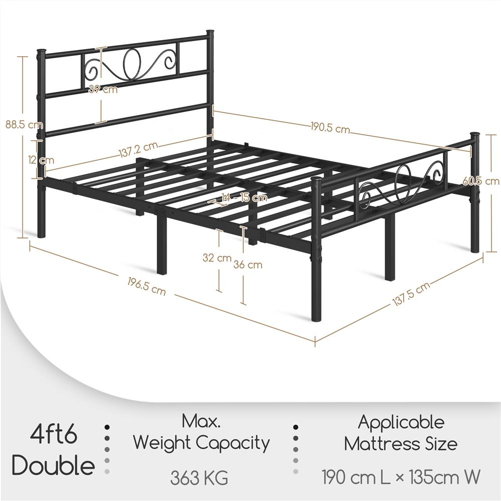 Bed Frame with Non-Slip, Easy Assembly, Metal, Scroll Headboard Metal Under-Bed Storage - product gallery image 10