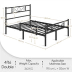 Bed Frame with Non-Slip, Easy Assembly, Metal, Scroll Headboard Metal Under-Bed Storage - product gallery image 10