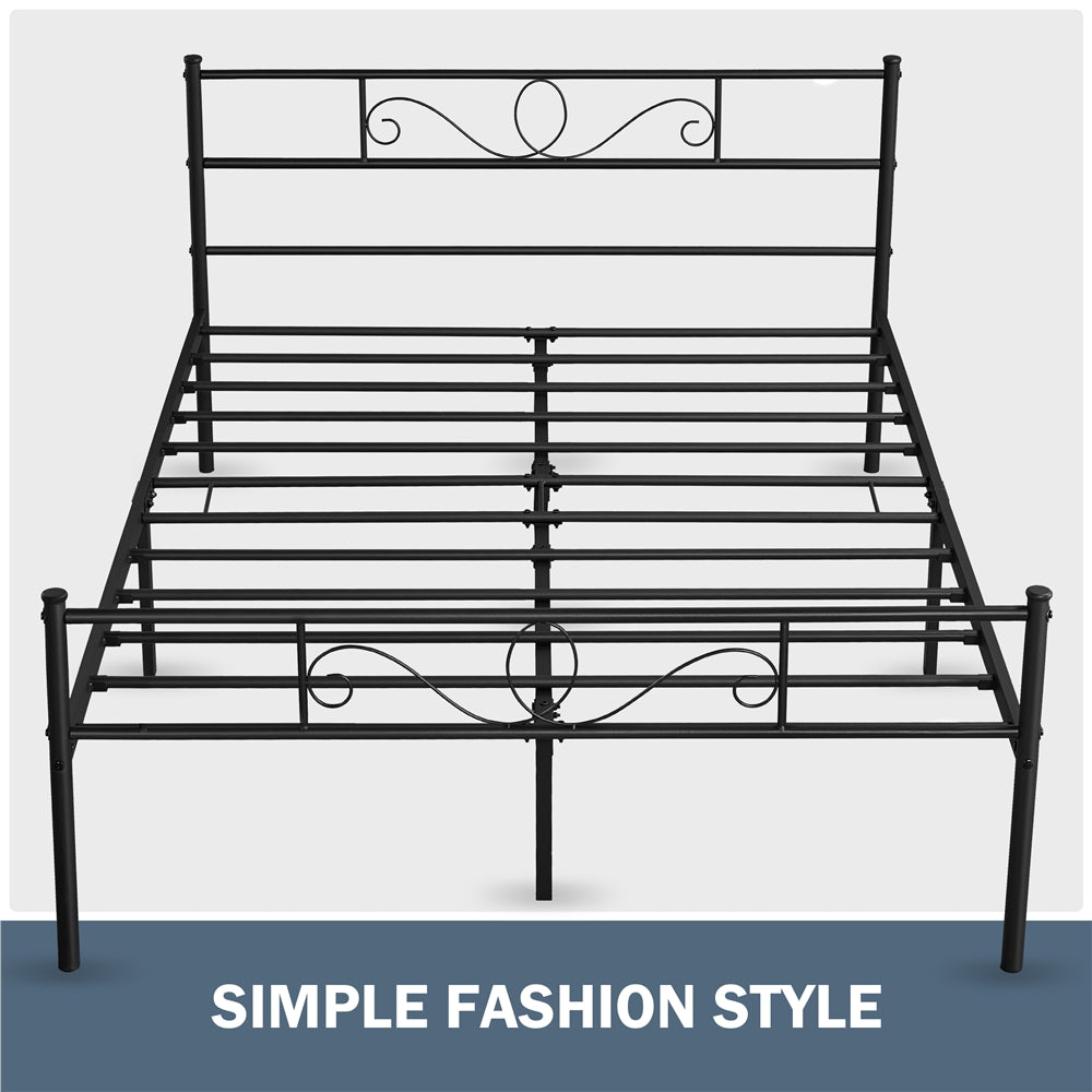 Bed Frame with Non-Slip, Easy Assembly, Metal, Scroll Headboard Metal Under-Bed Storage - product gallery image 11