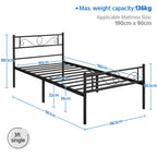 Bed Frame with Non-Slip, Easy Assembly, Metal, Scroll Headboard Metal Under-Bed Storage - product gallery image 2