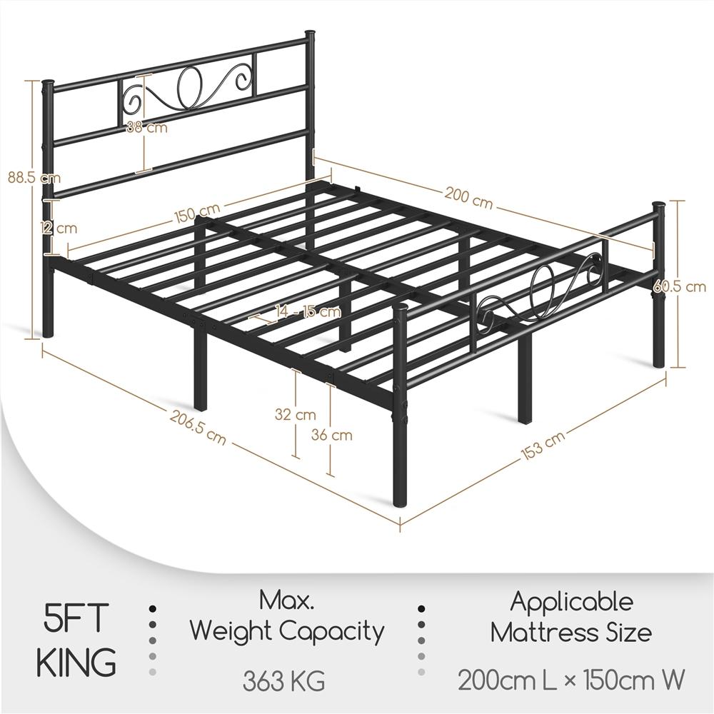 Bed Frame with Non-Slip, Easy Assembly, Metal, Scroll Headboard Metal Under-Bed Storage - product gallery image 7